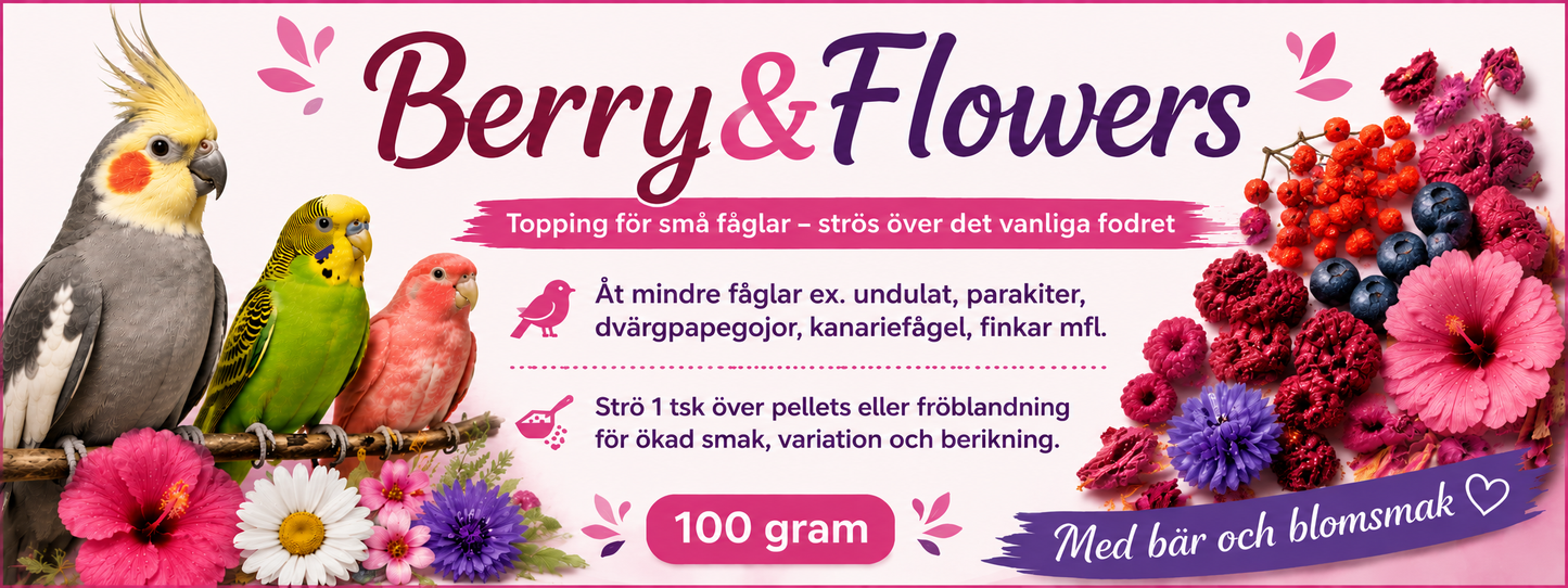 Berry & Flowers Topping för småfåglar 100 g