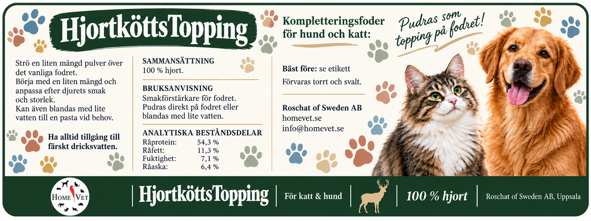 HjortköttsTopping åt hund,katt och iller 60 g