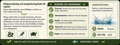 Vätskeersättning åt reptil-att bada i 50 g