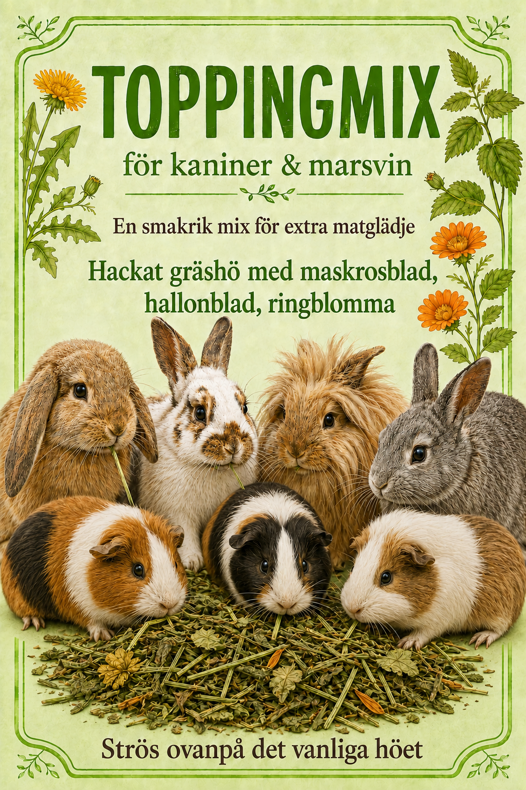 Toppingmix gräshö med örter och blommor 80 g