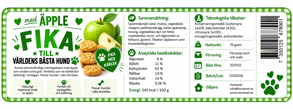 Fika med mördegspuffar äppelsmak 70 g