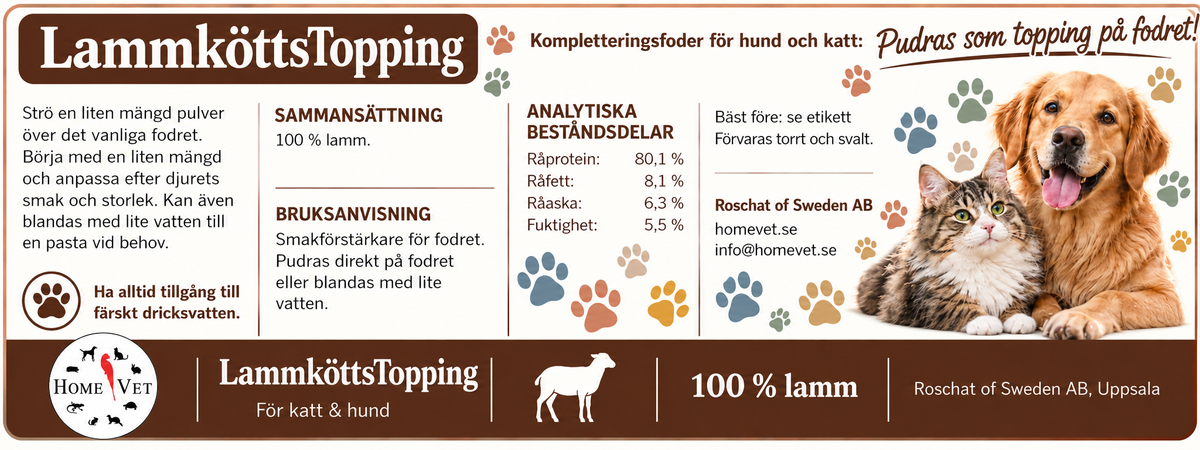 LammköttsTopping åt hund,katt och iller 60 g