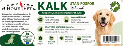 Kalk utan fosfor åt hund 200 g
