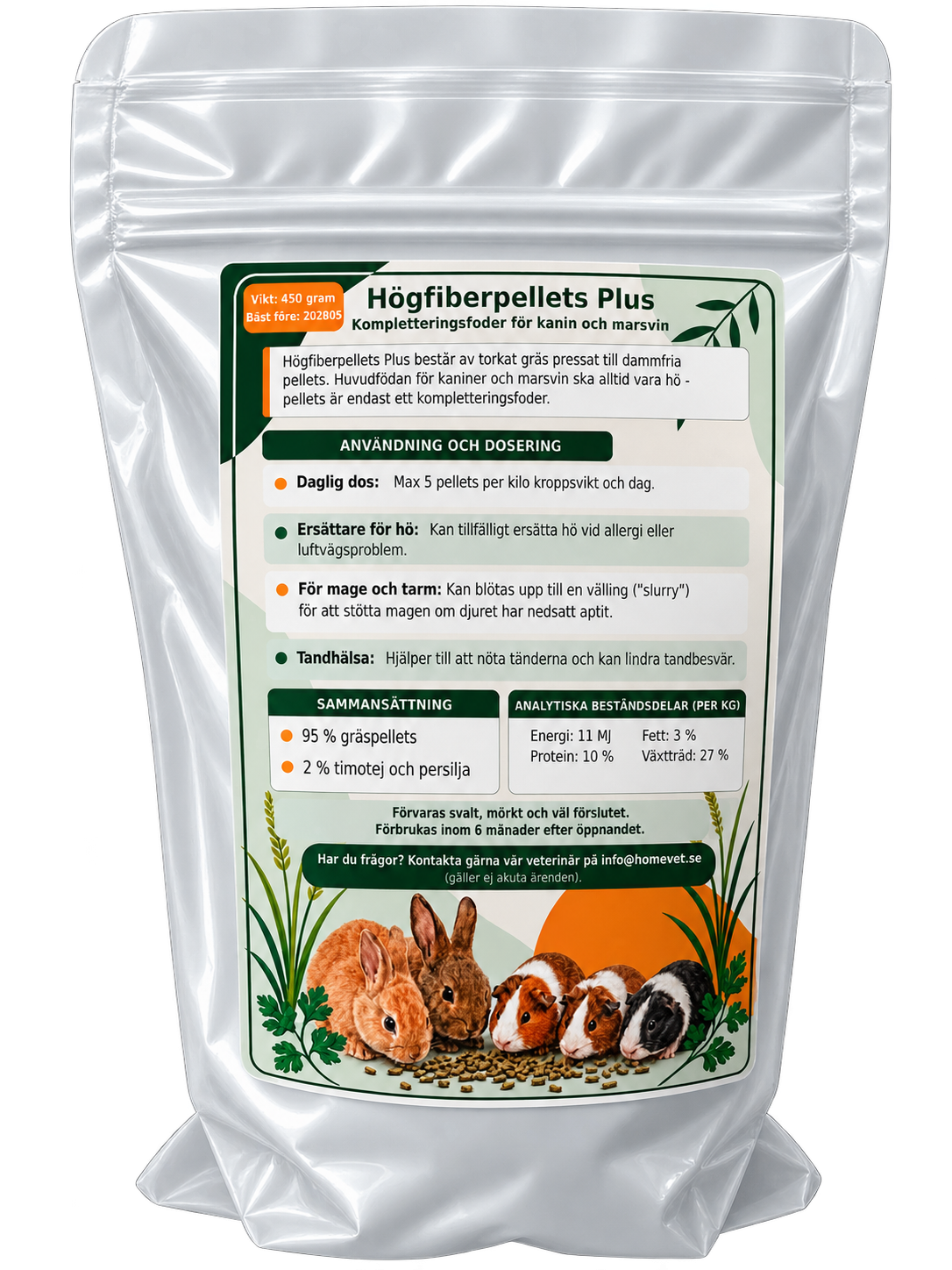 Högfiberpellets Plus med timotej och persilja