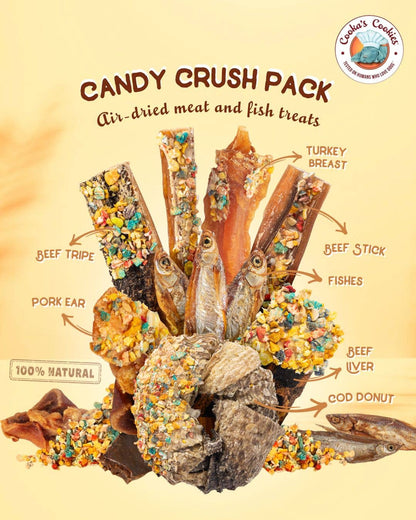 Candy Crush-paket – lufttorkade kött- och fiskgodisar med dogfetti 200 g
