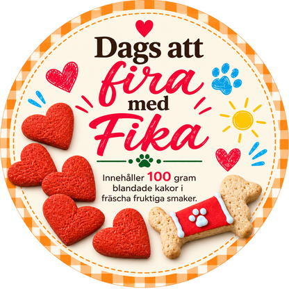 Dags att fira med blandade hundkakor och röda hjärtan 100 g