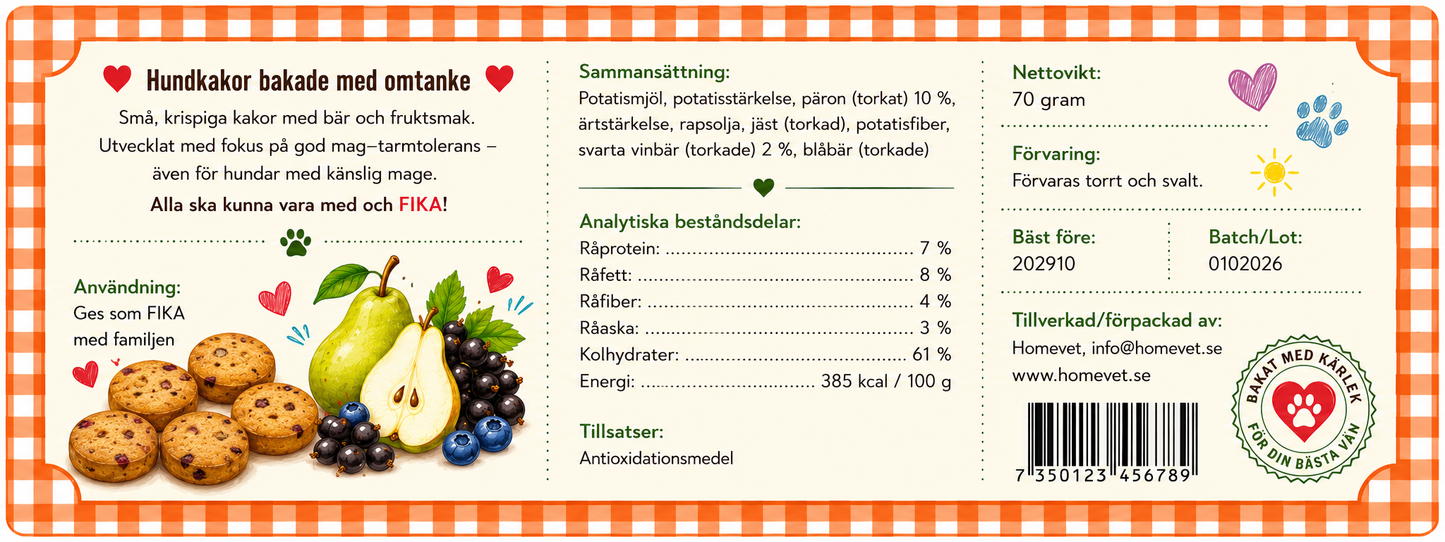 Fika till världens bästa hund-veganska kakor 70 g