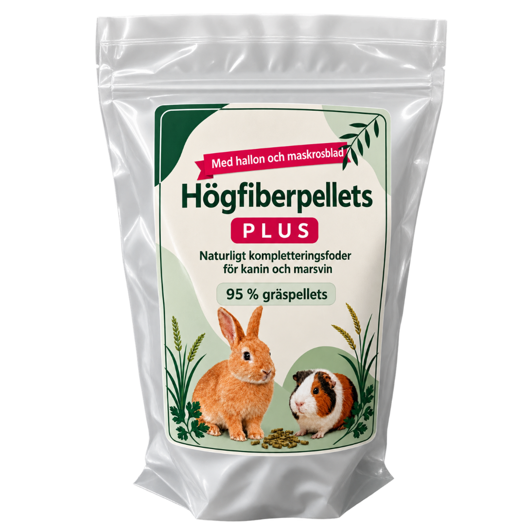 Högfiberpellets Plus med hallon och maskrosblad 450 g