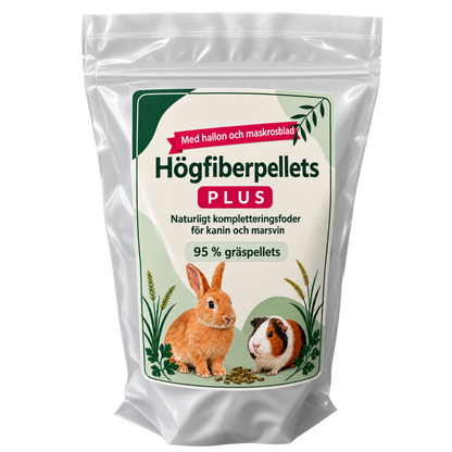 Högfiberpellets Plus med hallon och maskrosblad 450 g