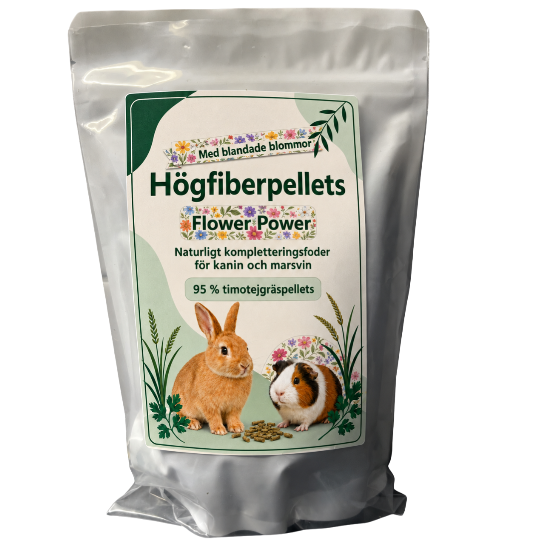 Högfiberpellets Flower Power Kanin & Marsvin 450 g