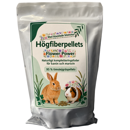 Högfiberpellets Flower Power Kanin & Marsvin 450 g