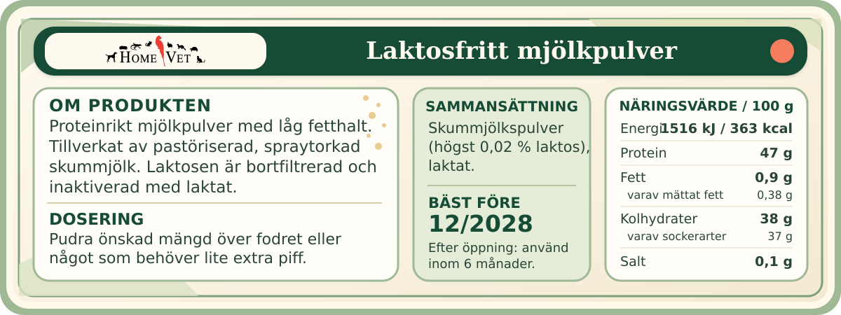 Laktosfri MjölkTopping åt Hund & Katt 80 g