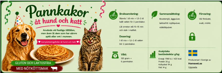 Pannkakor åt hund, katt och iller köttsmak 120 g