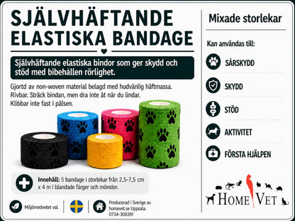 Självhäftande elastiskt bandage mixade storlekar
