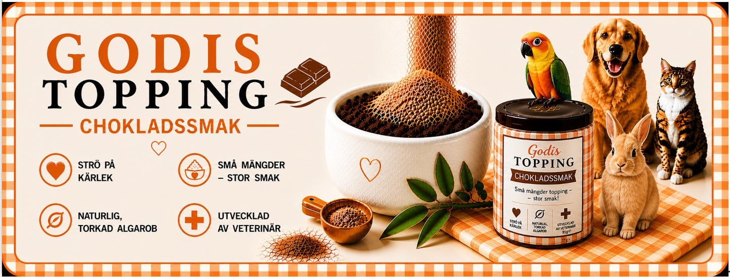 GodisTopping med chokladsmak – Naturlig carob för hundar