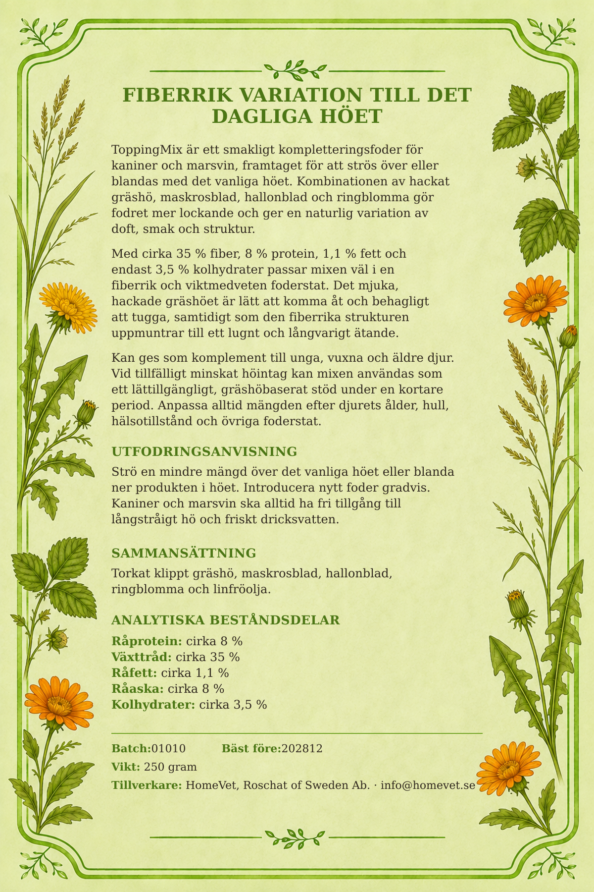 Toppingmix gräshö med örter och blommor 80 g