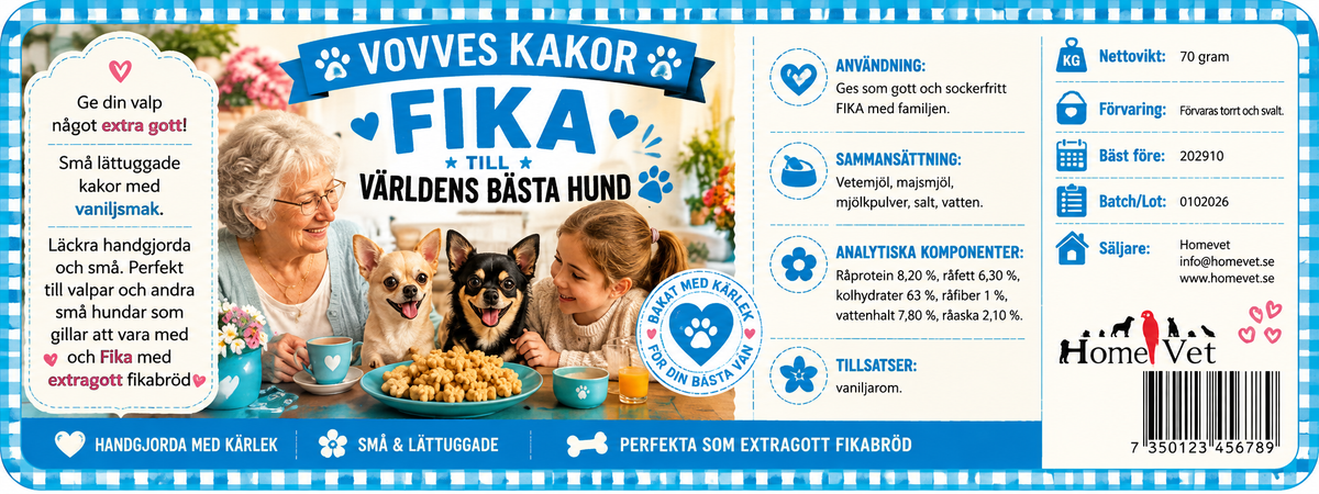 Vovves små benformade kakor-vaniljsmak 70 g