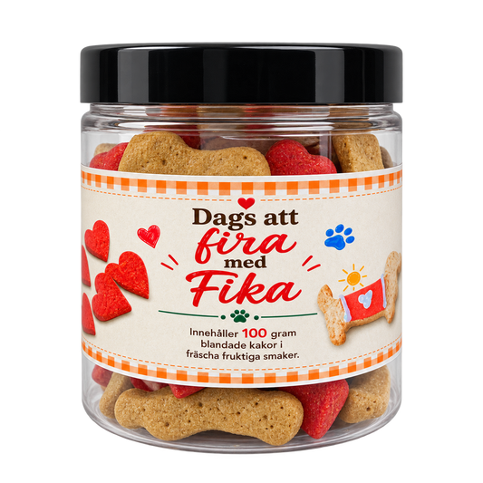 Dags att fira med blandade hundkakor och röda hjärtan 100 g