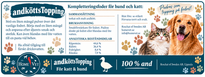 AndköttTopping åt hund,katt och iller 60 g