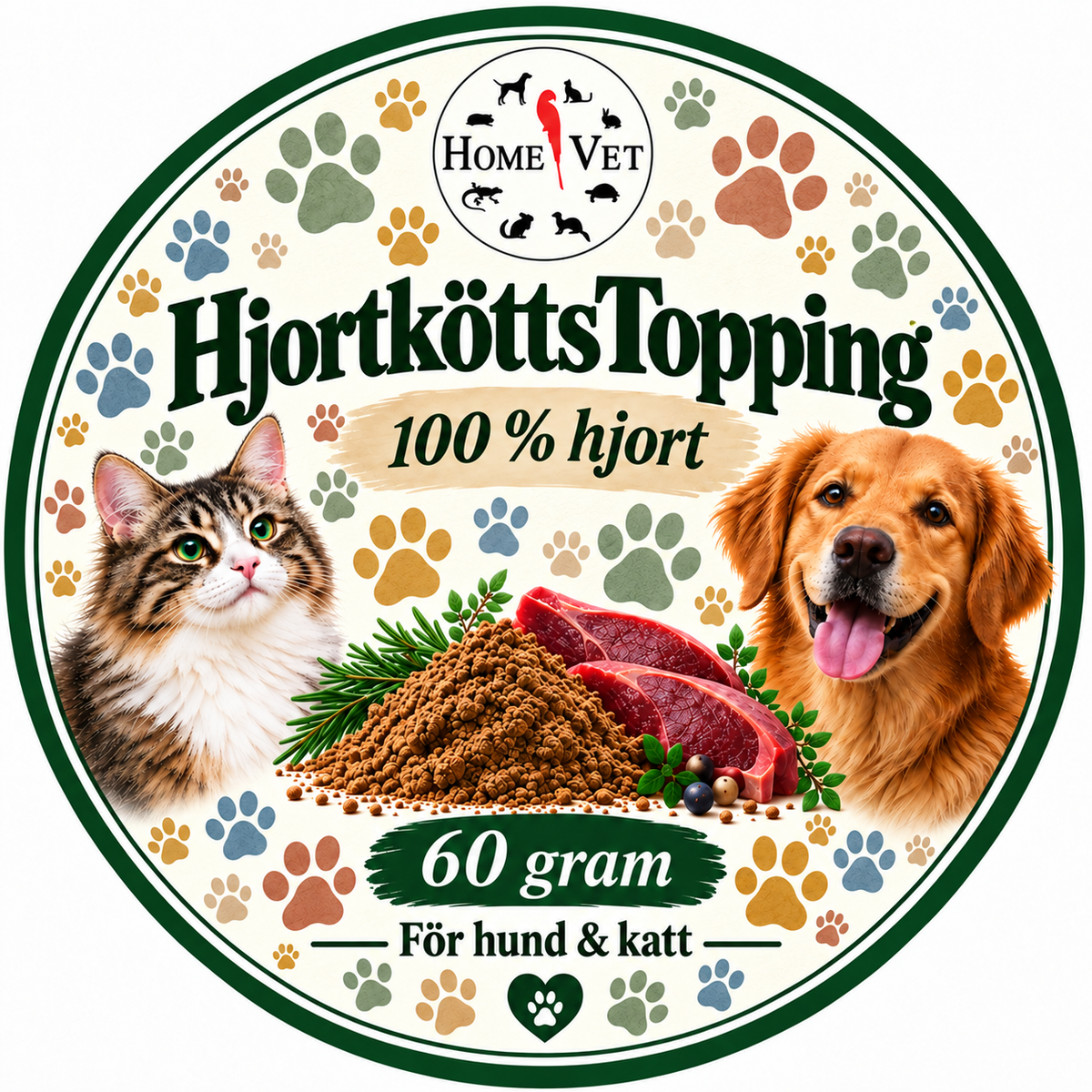 HjortköttsTopping åt hund,katt och iller 60 g