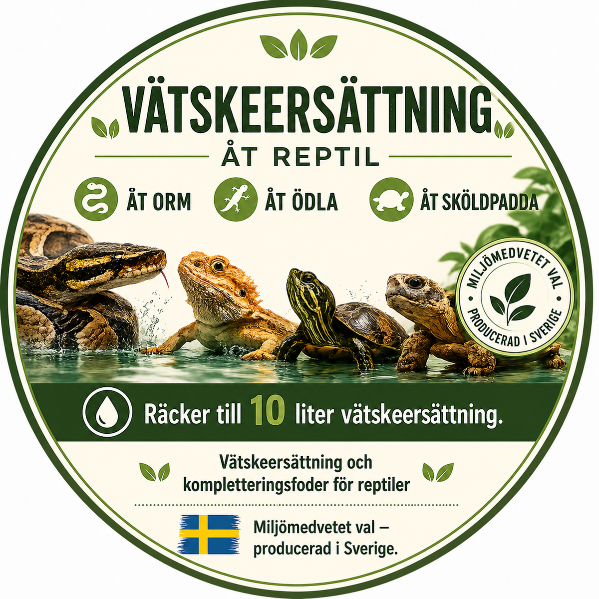 Vätskeersättning åt reptil-att bada i 50 g