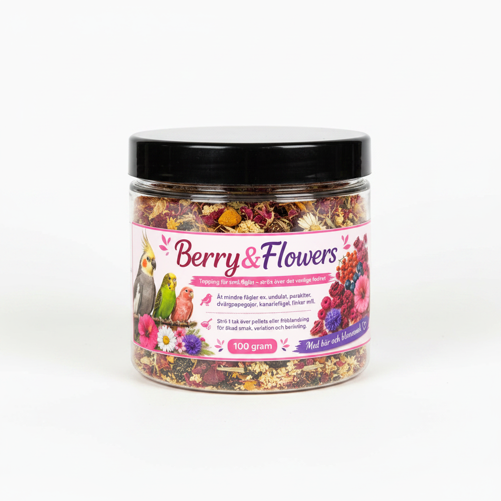 Berry & Flowers Topping för småfåglar 100 g