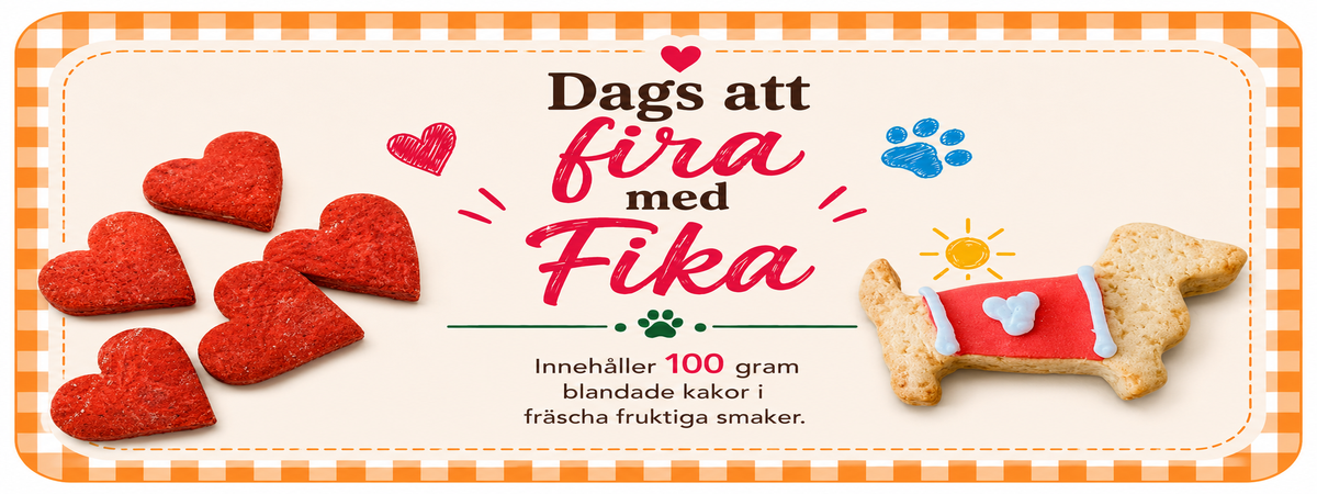 Dags att fira med blandade hundkakor och röda hjärtan 100 g
