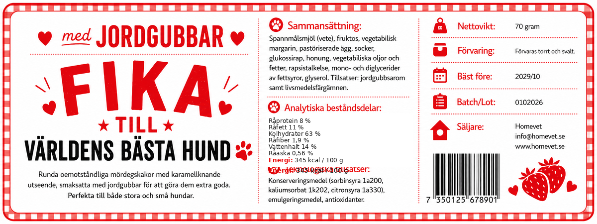 Fika med mördegspuffar jordgubbssmak 70 g
